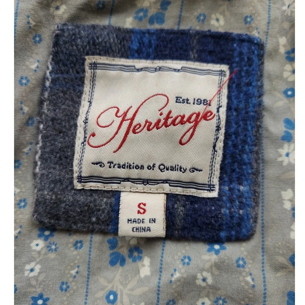 Heritage Pea Coat Women S Blue Striped Wool Blend Double Breasted‎ Jacket
